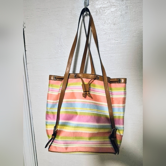 COACH: Striped Drawstring Backpack - Picture 3 of 9